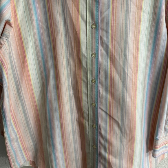 Lands' End Long Sleeve 3X Cotton Blend Pastel Striped Button Down Shirt - Picture 5 of 14